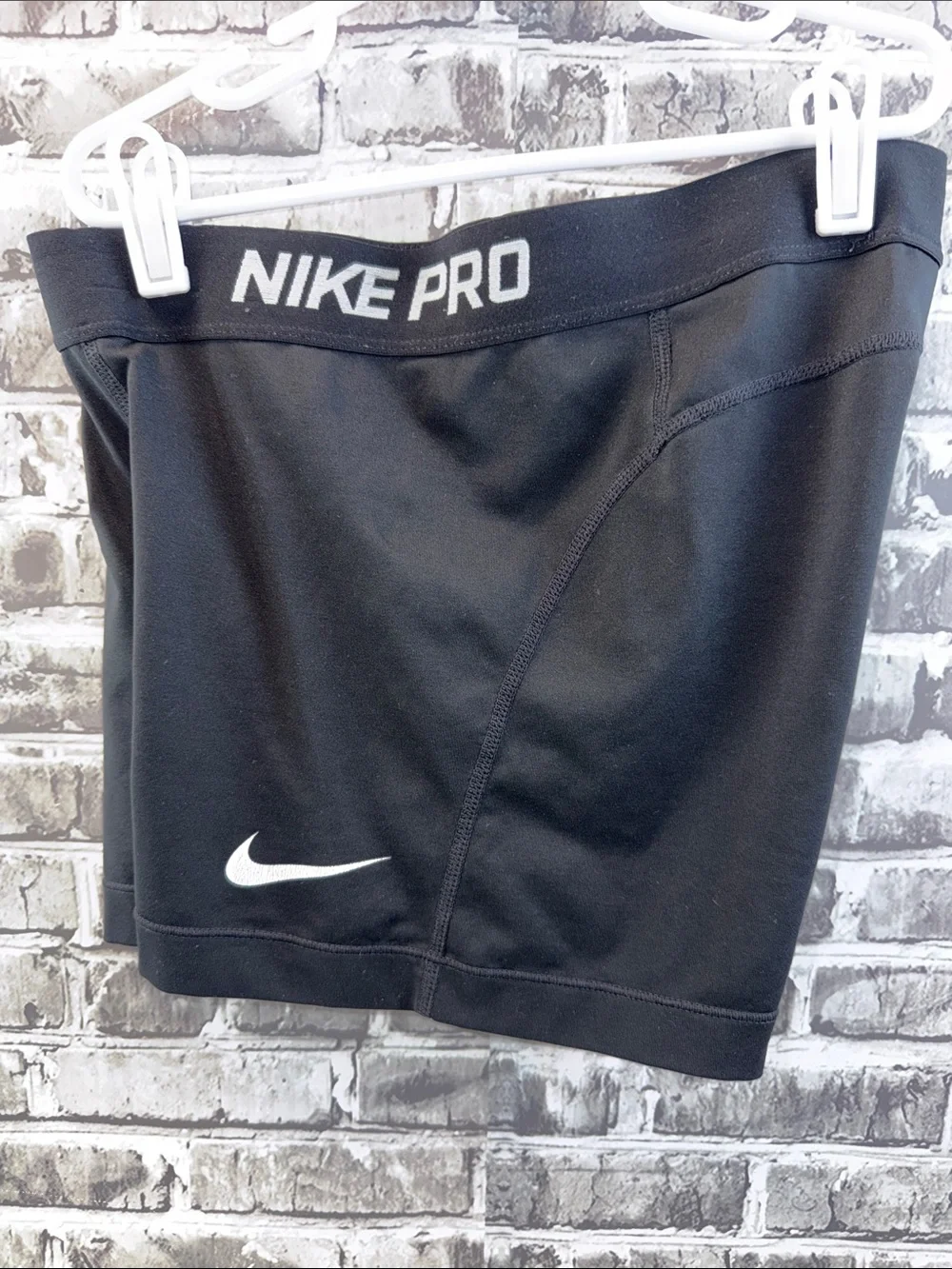 Nike Black Pro Compression Shorts with White Swoosh